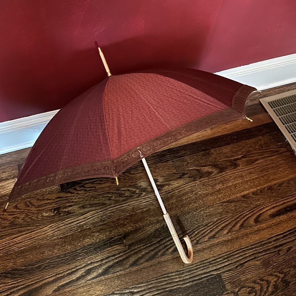Celine Brown Triomphe Umbrella Vintage Lace Macadam - Picture 6 of 9